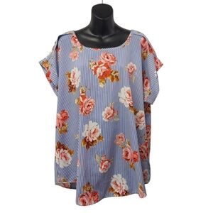 SPEED LIMIT MPH Womens Floral Crew Neck Top Blouse Plus Size 2X
